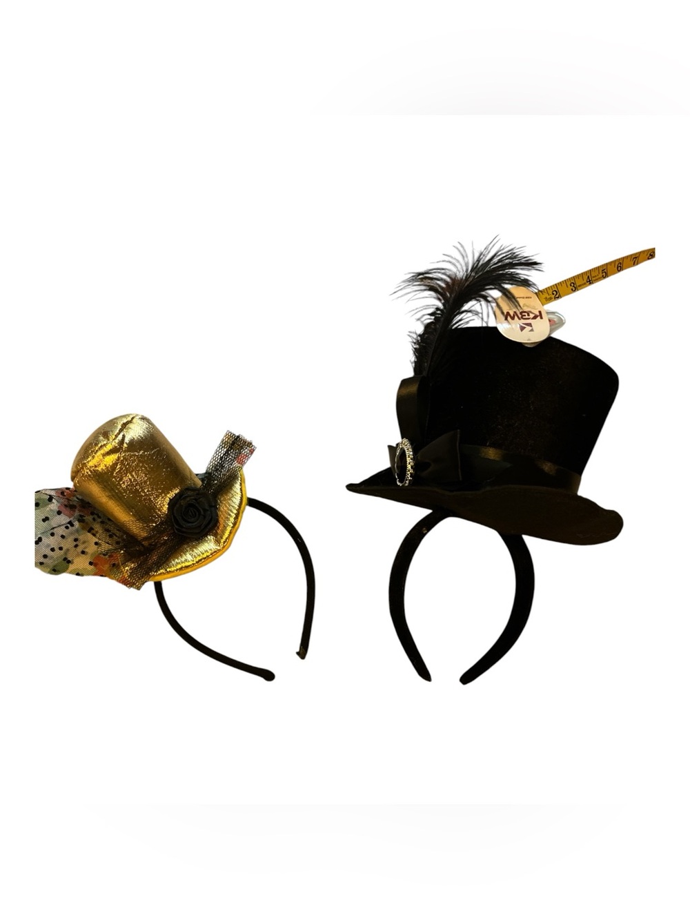 Black and Gold Mini Top Hat Headbands - Decorative Women's Accessories